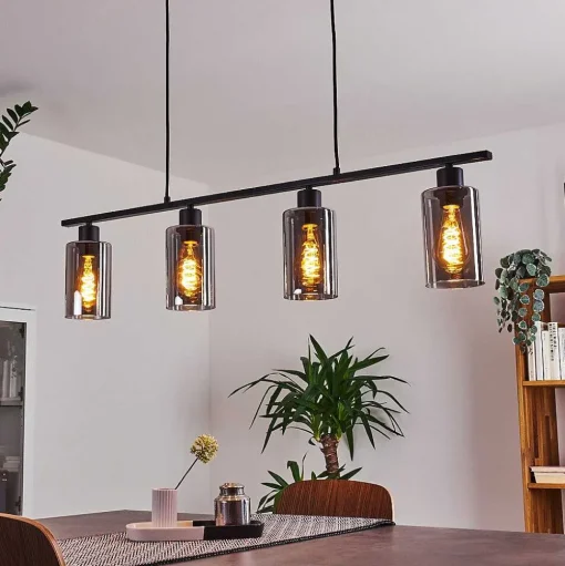 Suspension Hunouri Noir, 4 Lumieres