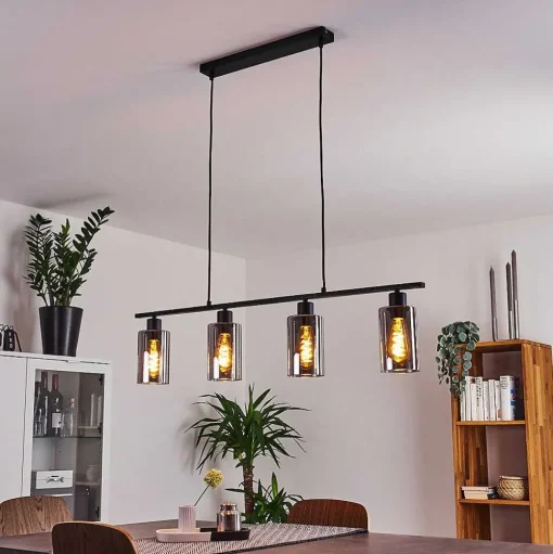 Suspension Hunouri Noir, 4 Lumieres