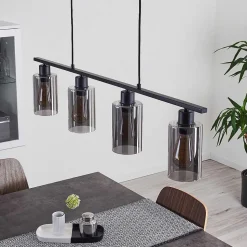 Suspension Hunouri Noir, 4 Lumieres