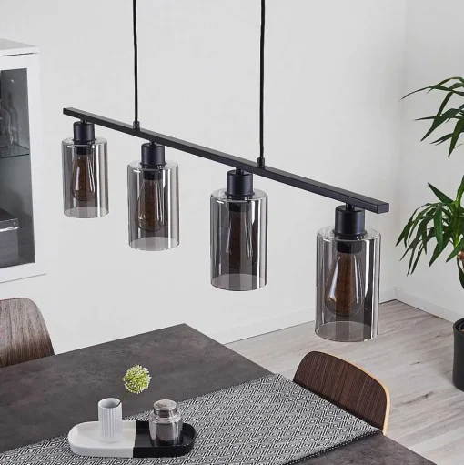 Suspension Hunouri Noir, 4 Lumieres
