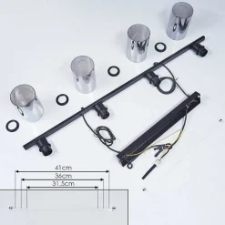 Suspension Hunouri Noir, 4 Lumieres