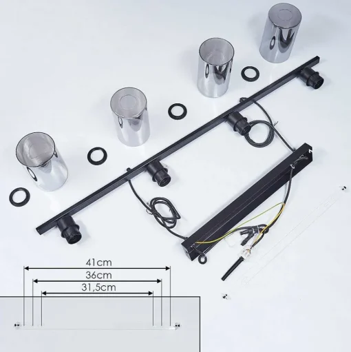 Suspension Hunouri Noir, 4 Lumieres