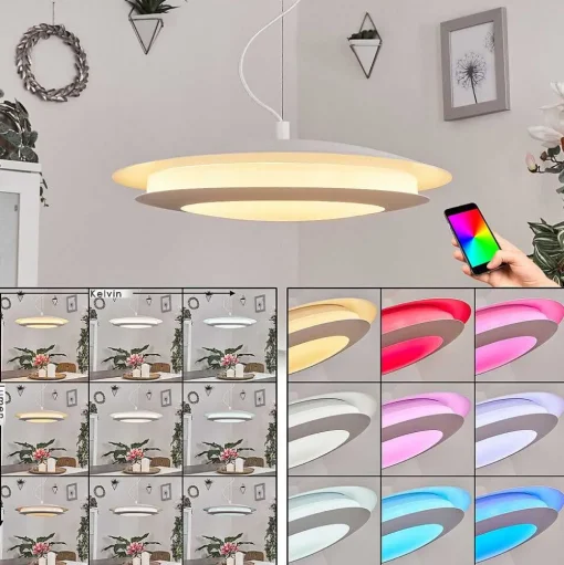 Suspension Ittingen Led Blanc, 1 Lumiere, Changeur De Couleurs
