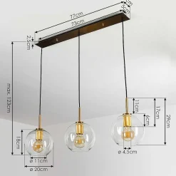 Suspension Karo Laiton, Noir, 3 Lumieres