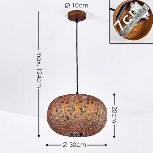Suspension Kemer Rouille, 1 Lumiere