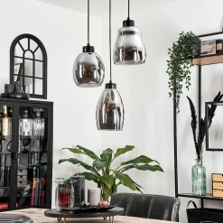 Suspension Kenong Fume, Noir, 3 Lumieres