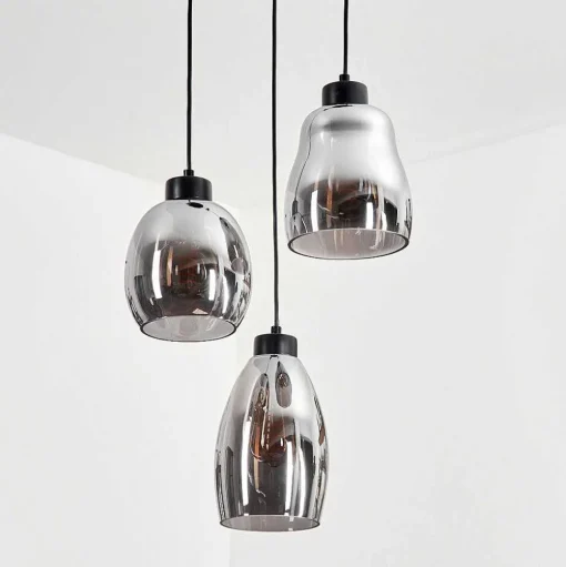Suspension Kenong Fume, Noir, 3 Lumieres