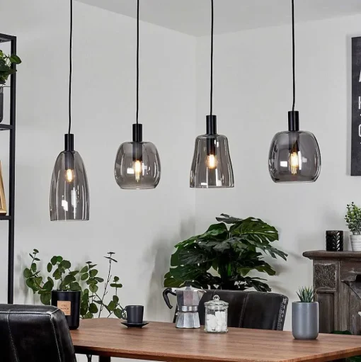 Suspension Kenong Noir, 4 Lumieres