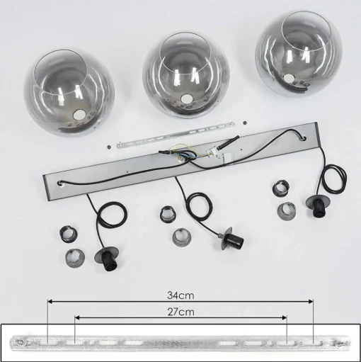 Suspension Leissigen Argent Oxyde, 3 Lumieres