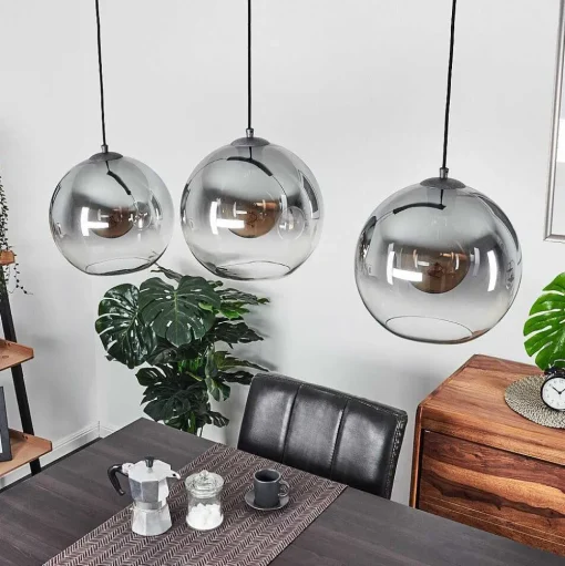 Suspension Leissigen Argent Oxyde, 3 Lumieres