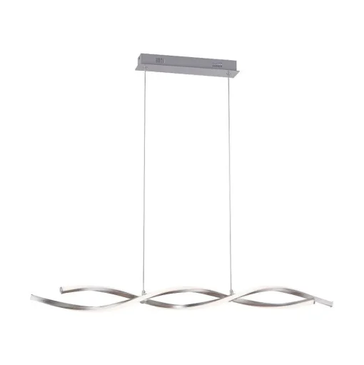 Suspension Leuchten-Direkt Lolasmart-Swing Led Acier Brosse, 2 Lumieres, Telecommandes, Changeur De Couleurs