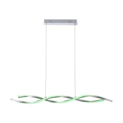 Suspension Leuchten-Direkt Lolasmart-Swing Led Acier Brosse, 2 Lumieres, Telecommandes, Changeur De Couleurs