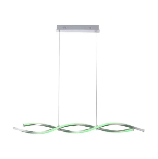 Suspension Leuchten-Direkt Lolasmart-Swing Led Acier Brosse, 2 Lumieres, Telecommandes, Changeur De Couleurs