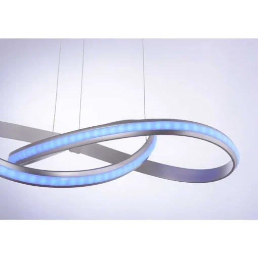 Suspension Leuchten-Direkt Ls-Melinda Led Acier Inoxydable, 1 Lumiere, Telecommandes, Changeur De Couleurs
