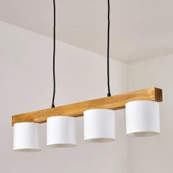 Suspension Malimea Ecru, Noir, 4 Lumieres