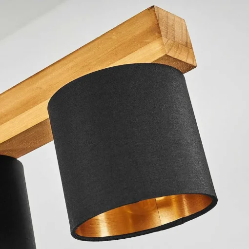 Suspension Malimea Ecru, Noir, 4 Lumieres