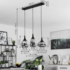 Suspension Maynal Noir, 3 Lumieres