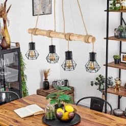 Suspension Mechaico Ecru, Noir, 4 Lumieres
