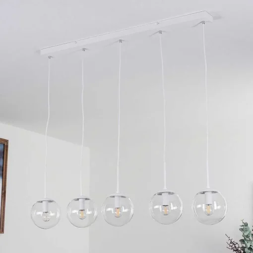 Suspension Mesas Blanc, 5 Lumieres