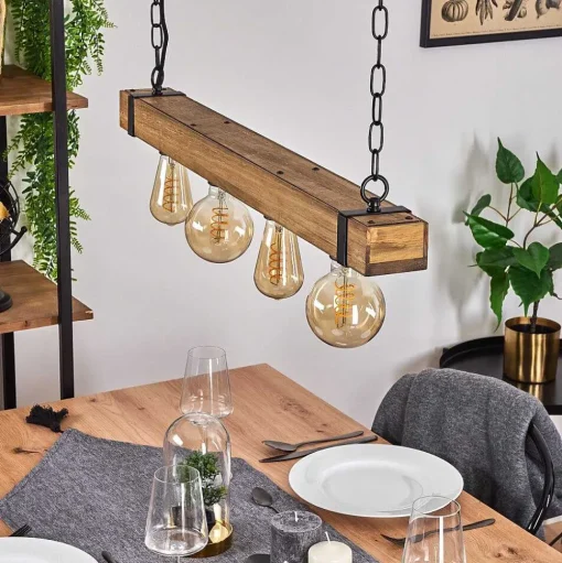 Suspension Montgomery Ecru, Noir, 4 Lumieres
