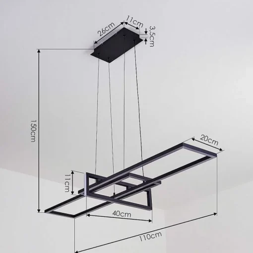 Suspension Omega Led Noir, 1 Lumiere