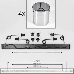 Suspension Parane Fume, 4 Lumieres