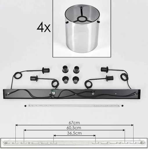 Suspension Parane Fume, 4 Lumieres