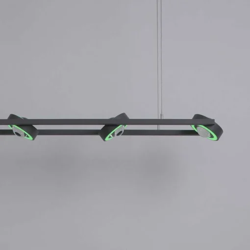 Suspension Paul Neuhaus Q-Mia Led Anthracite, 16 Lumieres, Telecommandes, Changeur De Couleurs