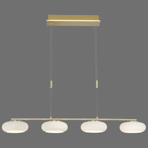 Suspension Paul Neuhaus Q-Etienne Led Laiton, 4 Lumieres, Telecommandes