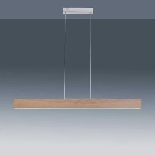 Suspension Paul Neuhaus Q-Timber Led Bois Clair, 1 Lumiere, Telecommandes