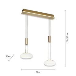 Suspension Paul Neuhaus Q-Etienne Led Laiton, 2 Lumieres, Telecommandes