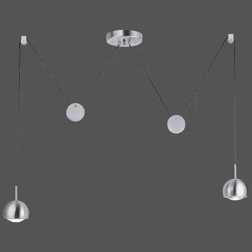 Suspension Paul Neuhaus Q-Adam Led Acier Inoxydable, 2 Lumieres, Telecommandes, Changeur De Couleurs