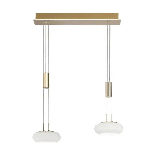 Suspension Paul Neuhaus Q-Etienne Led Laiton, 2 Lumieres, Telecommandes