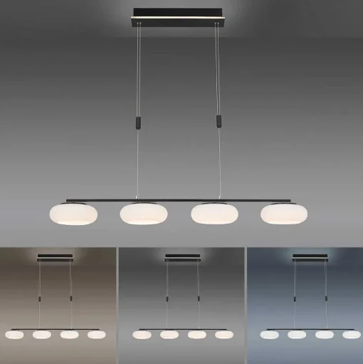 Suspension Paul Neuhaus Q-Etienne Led Noir, 4 Lumieres, Telecommandes