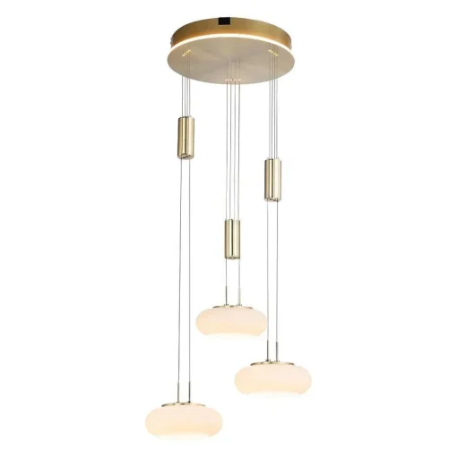 Suspension Paul Neuhaus Q-Etienne Led Laiton, 3 Lumieres, Telecommandes