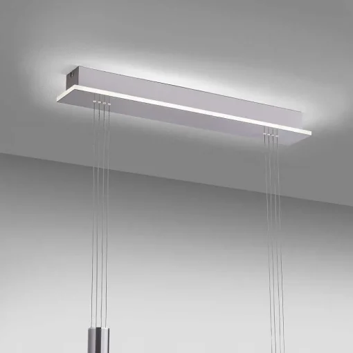 Suspension Paul-Neuhaus Q-Etienne Led Acier Brosse, 3 Lumieres, Telecommandes