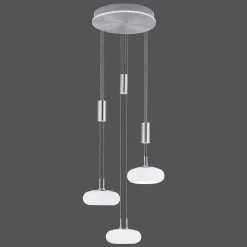 Suspension Paul-Neuhaus Q-Etienne Led Acier Brosse, 4 Lumieres, Telecommandes