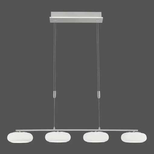 Suspension Paul-Neuhaus Q-Etienne Led Acier Brosse, 4 Lumieres, Telecommandes