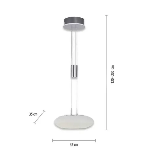 Suspension Paul-Neuhaus Q-Etienne Led Acier Brosse, 2 Lumieres, Telecommandes