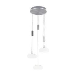 Suspension Paul-Neuhaus Q-Etienne Led Acier Brosse, 4 Lumieres, Telecommandes