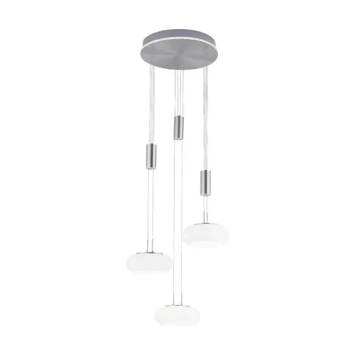 Suspension Paul-Neuhaus Q-Etienne Led Acier Brosse, 4 Lumieres, Telecommandes