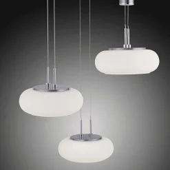 Suspension Paul-Neuhaus Q-Etienne Led Acier Brosse, 4 Lumieres, Telecommandes