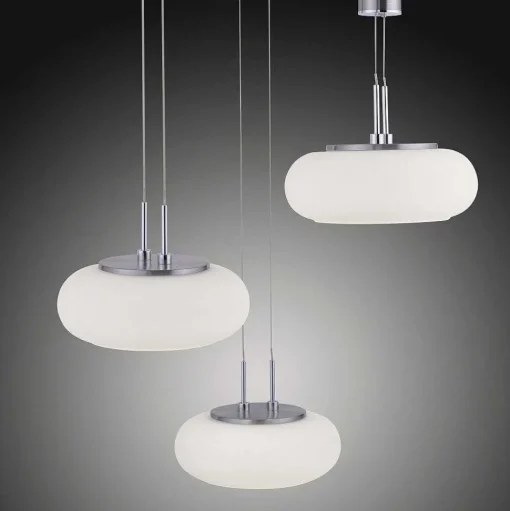 Suspension Paul-Neuhaus Q-Etienne Led Acier Brosse, 4 Lumieres, Telecommandes
