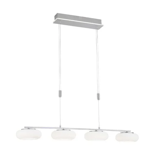 Suspension Paul-Neuhaus Q-Etienne Led Acier Brosse, 4 Lumieres, Telecommandes