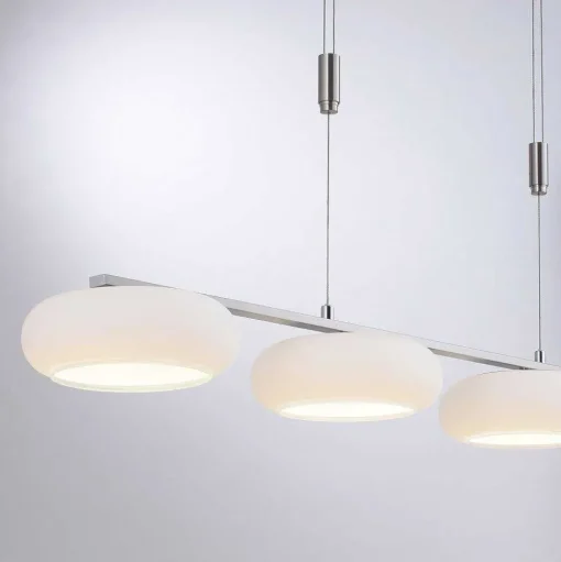 Suspension Paul-Neuhaus Q-Etienne Led Acier Brosse, 4 Lumieres, Telecommandes