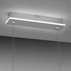 Suspension Paul-Neuhaus Q-Etienne Led Acier Brosse, 4 Lumieres, Telecommandes