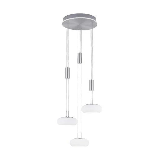 Suspension Paul-Neuhaus Q-Etienne Led Acier Brosse, 4 Lumieres, Telecommandes