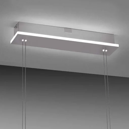 Suspension Paul-Neuhaus Q-Etienne Led Acier Brosse, 4 Lumieres, Telecommandes