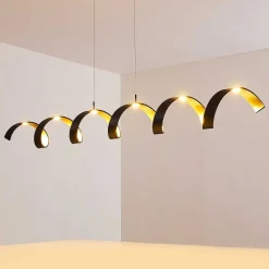 Suspension Rezat Led Noir Dore, 6 Lumieres