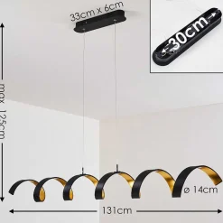 Suspension Rezat Led Noir Dore, 6 Lumieres
